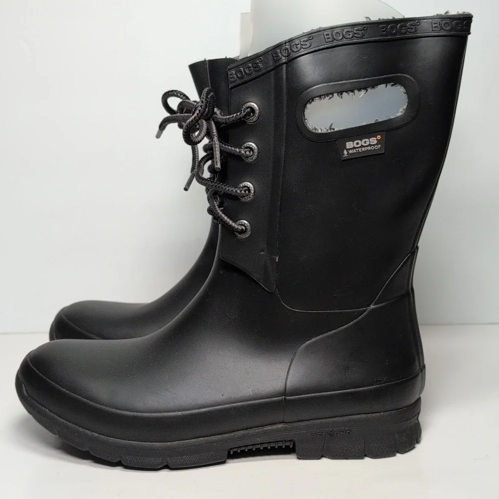 Bogs black amanda plush insulated waterproof rain boot women's size 6 EU 37